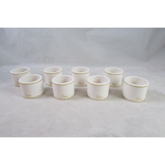 VERA Neumann Set of 8 Napkin Rings Holders White Table Display Place Setting - Picture 3 of 4